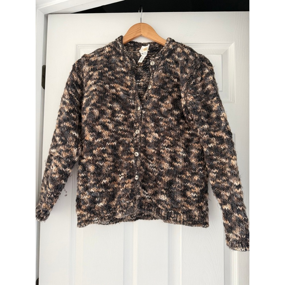 VTG Wool Womens Knit Chunky Cardigan Cottagecore Fall Gorpcore Crunchy